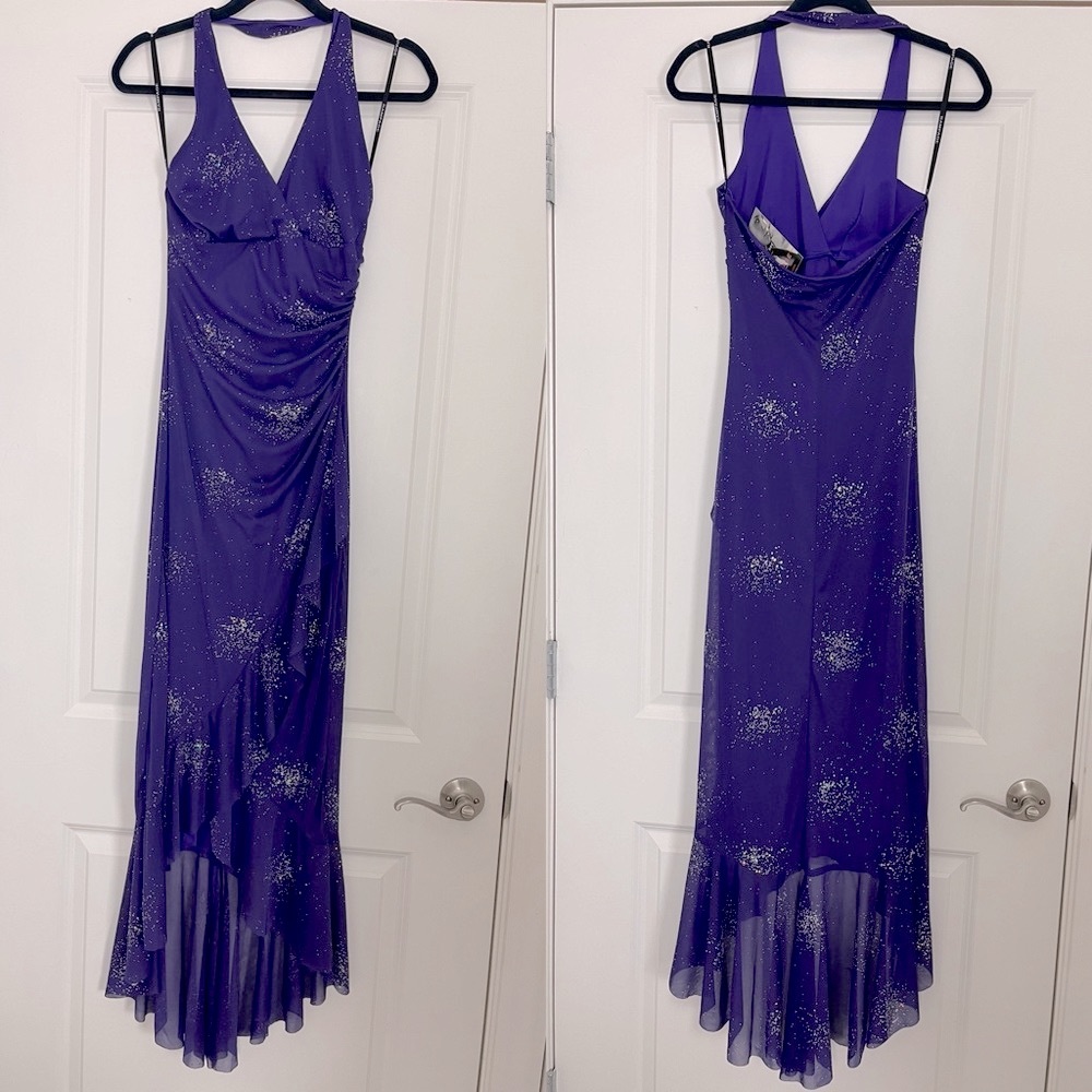 Rampage Y2K Vintage Asymmetrical Halter Dress Ruffle Sparkle WhimsiGoth Festival